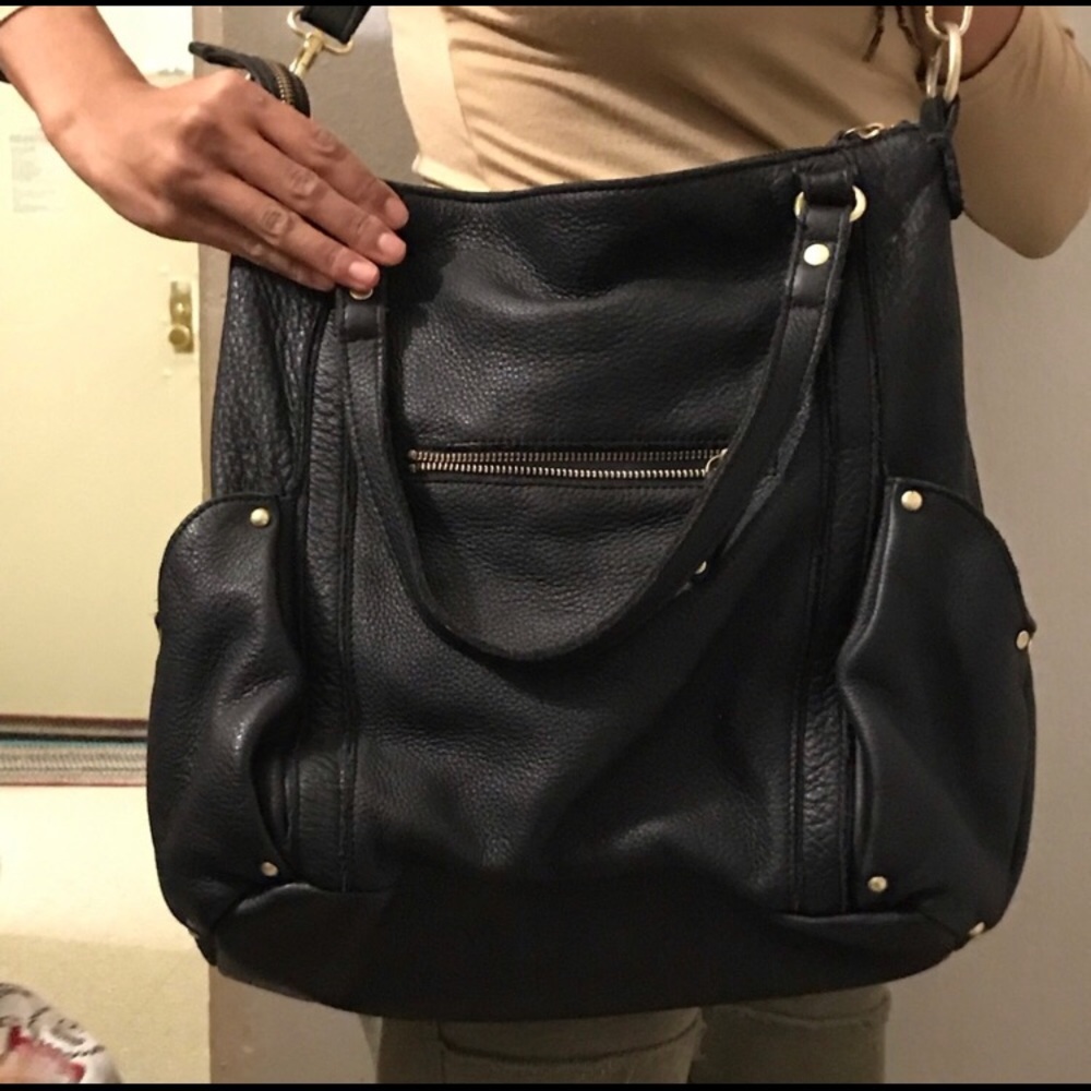 Leather 2-way shoulder bag